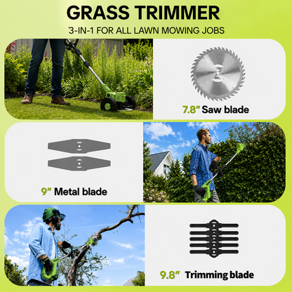 3-in-1 Cordless String Trimmer, Edger & Mini Mower